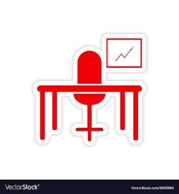 Stylish sticker on paper table chair chart vector image