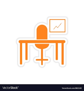Stylish sticker on paper table chair chart vector image