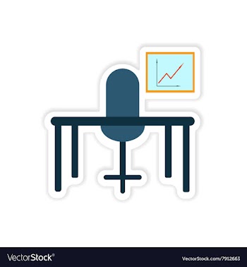 Stylish sticker on paper table chair chart vector image