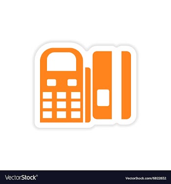 Stylish sticker on paper terminal and bank card vector image