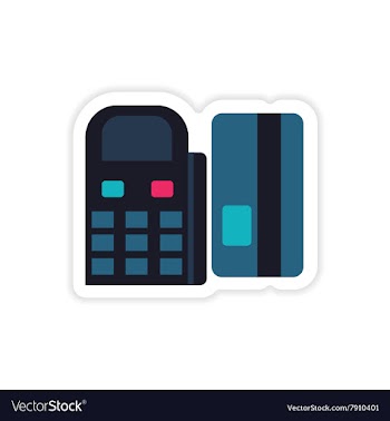 Stylish sticker on paper terminal and bank card vector image