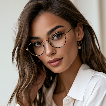 Stylish Thin Metal Frame Glasses with Brown and Copper Tones