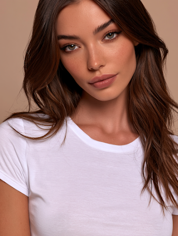 Stylish Woman in Premium White T-Shirt - High-Resolution Fashion Mockup