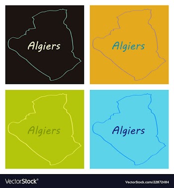 Stylized algeria map showing big cities capital vector image