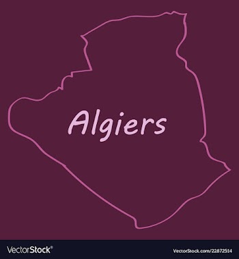 Stylized algeria map showing big cities capital vector image