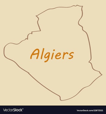 Stylized algeria map showing big cities capital vector image