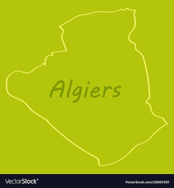 Stylized algeria map showing big cities capital vector image