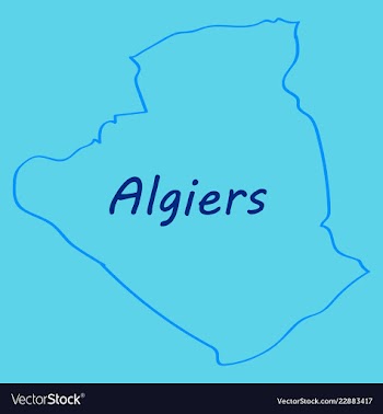 Stylized algeria map showing big cities capital vector image