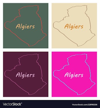 Stylized algeria map showing big cities capital vector image