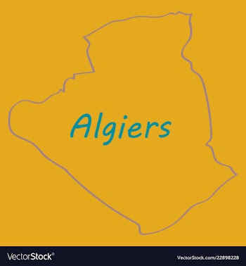 Stylized algeria map showing big cities capital vector image
