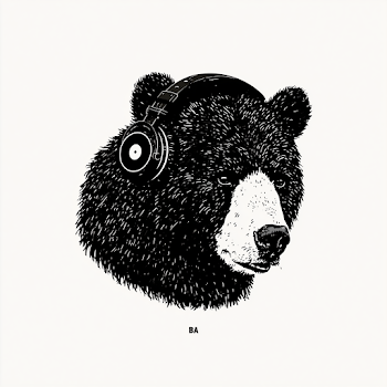 Stylized Bear Logo for Vinyl Shop