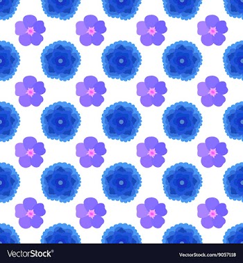 Stylized blue flowers seamless background vector image