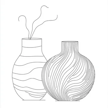Stylized Duo: Abstract Clay Jars in Minimalist Line Art Stylized Duo: Abstract Clay Jars in Minimalist Line Art