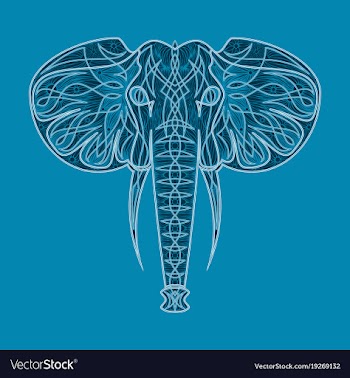 Stylized ethnic boho elephant portrait isolated vector image