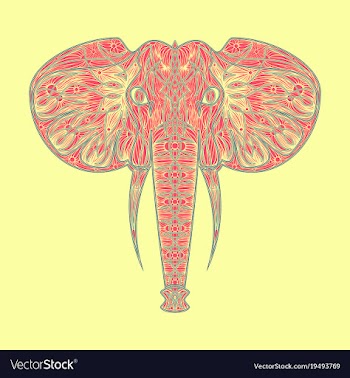 Stylized ethnic boho elephant portrait isolated vector image