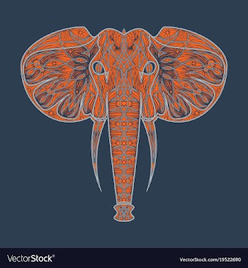 Stylized ethnic boho elephant portrait isolated vector image