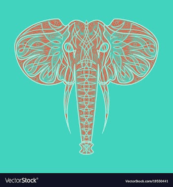 Stylized ethnic boho elephant portrait isolated vector image