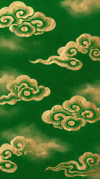 Stylized Japanese Golden Clouds and Mist Patterns