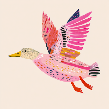 Stylized Mallard Duck in Flight