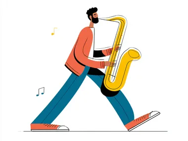 Stylized Man Playing Saxophone