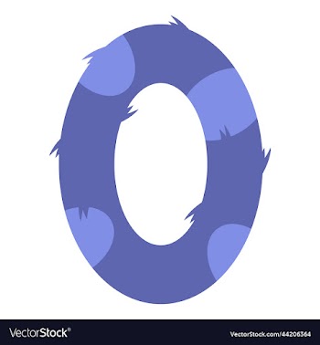 stylized number zero with print