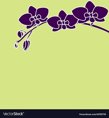 Stylized orchid branch on color background vector image