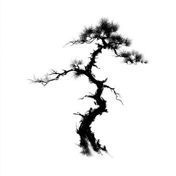 Stylized Oriental Pine Tree Illustration