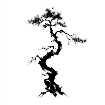 Stylized Oriental Pine Tree Illustration