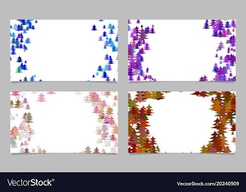 Stylized pine tree design card background set vector image
