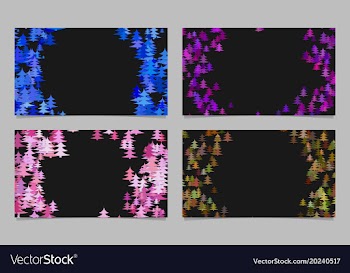 Stylized pine tree design card background set vector image