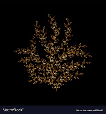 stylized plant branches with a golden outl