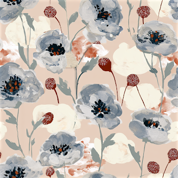 Stylized Poppy Floral Pattern
