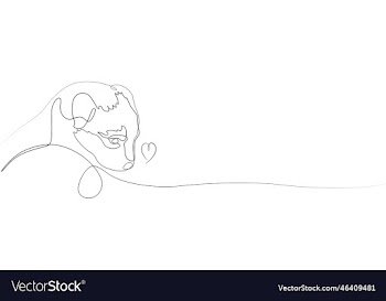stylized puppy and heart line drawing