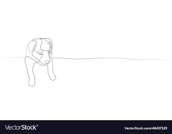 stylized puppy line drawing one line dog