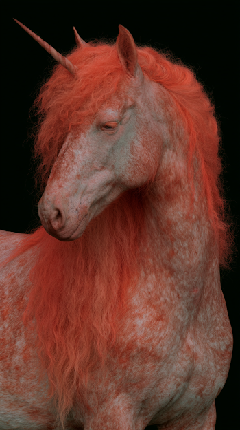 Stylized Red Unicorn Portrait