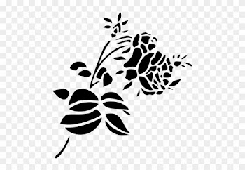 Stylized Rose Black Silhouette - Rose Flower Black And White Png