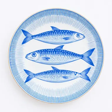 Stylized Sardines on Decorative Plate Stylized Sardines on Decorative Plate