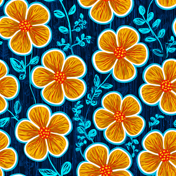 Stylized Tropical Floral Seamless Pattern