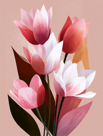 Stylized Tulip Floral Illustration