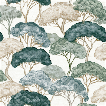 Stylized Umbrella Pine Tree Wallpaper Pattern