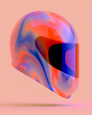 Stylized Y2K Helmet in Abstract Colors