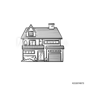Suburban cottage hand drawn outline doodle icon