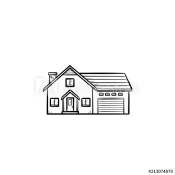 Suburban house hand drawn outline doodle icon