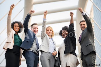 Successful and happy business team