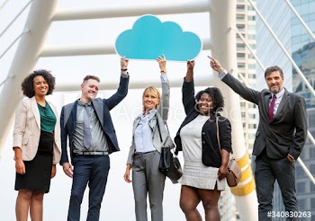 Successful business people in the city