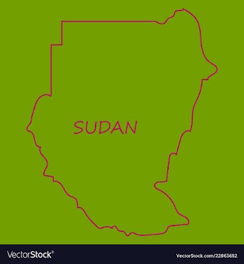 Sudan flag and map on the gray background vector image