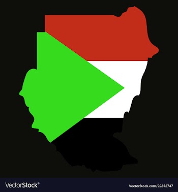 Sudan flag and map on the gray background vector image