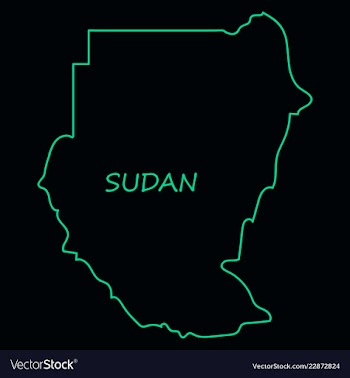 Sudan flag and map on the gray background vector image