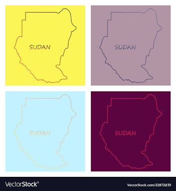 Sudan flag and map on the gray background vector image