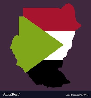 Sudan flag and map on the gray background vector image